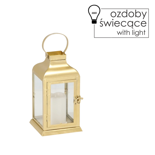 Zlatý kovový LED lucernový lampion 22 cm