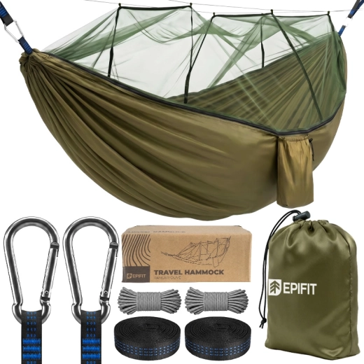 Turistická houpací síť RANGER s moskytiérou olive