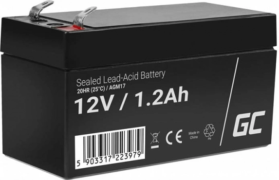 Bezúdržbová AGM baterie 12 V 1,2 Ah pro UPS a alarmy green cell