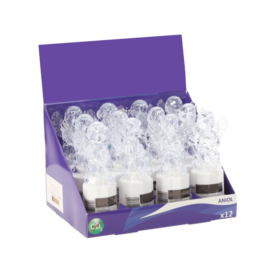 LED andělská svíčka na baterie 15 cm, studená bílá