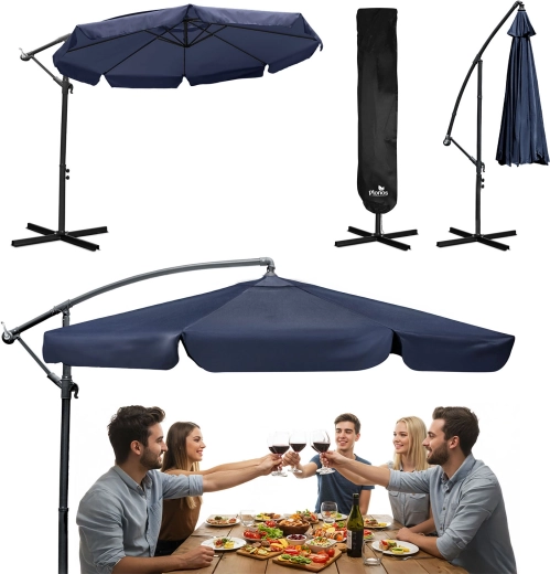 Zahradní boční slunečník 3 m s krytem, granátový