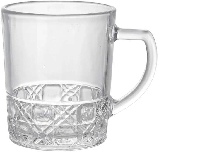 Sada 6 vroubkovaných sklenic s uchem 240 ml