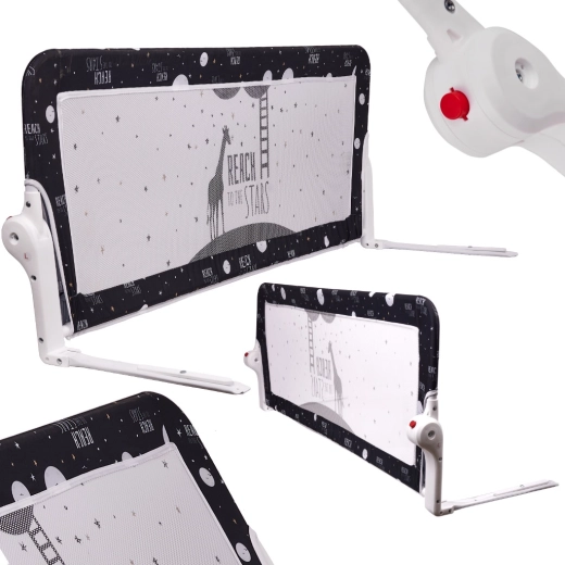 Skládací bezpečnostní zábrana na postel 150 cm – černá