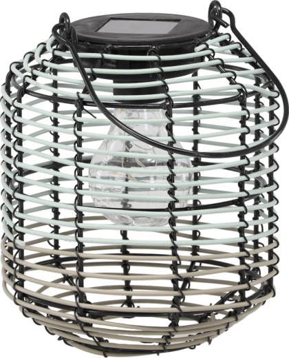 Solární kovový lampion LED 19 cm zelenošedý