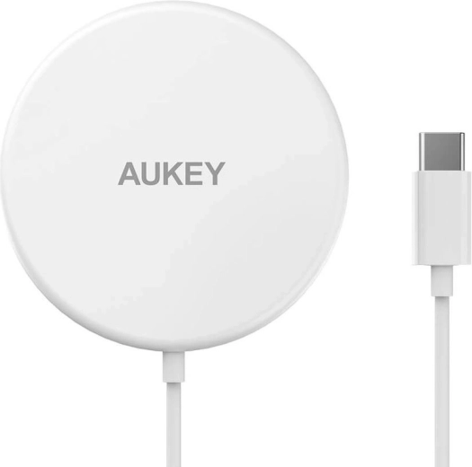 Aukey Aircore Magnetic LC-A1 bílá bezdrátová nabíječka MagSafe Qi 15 W USB-C