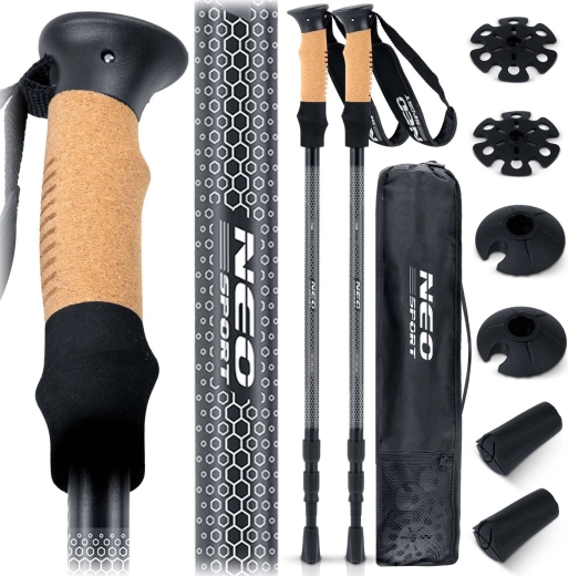 Trekingové hole Neo-Sport NS-380 s korkovou rukojetí a antishock systémem
