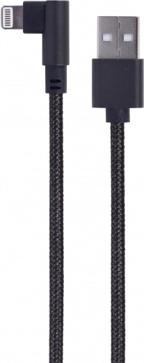 USB kabel k 8pin konektoru (úhlový), textilní opletení, 0,2 m, černý - 1 kus