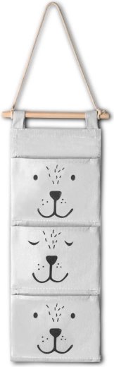 Závěsný textilní organizér na hračky Nukido, šedý