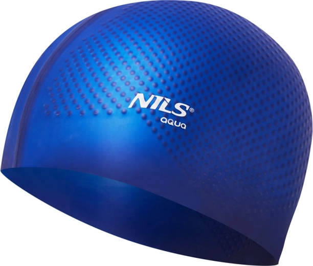 Silikonová plavecká čepice NILS Aqua NQC Dots tmavě modrá