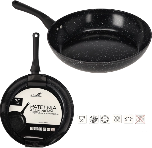 Hliníková pánev 30 cm s keramickým povrchem pro indukci