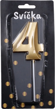 Párty svíčka číslo 4 zlatá