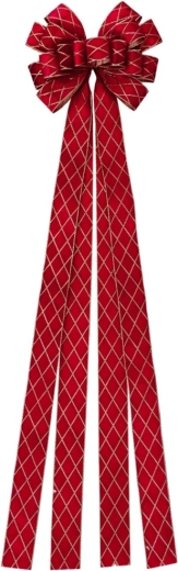 Velká červená vánoční mašle na špičku stromku 130 × 33 cm