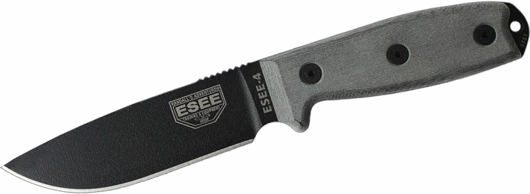 ESEE 4P univerzální nůž s hladkým ostřím, šedá G10 rukojeť, kydexové pouzdro Coyote Brown