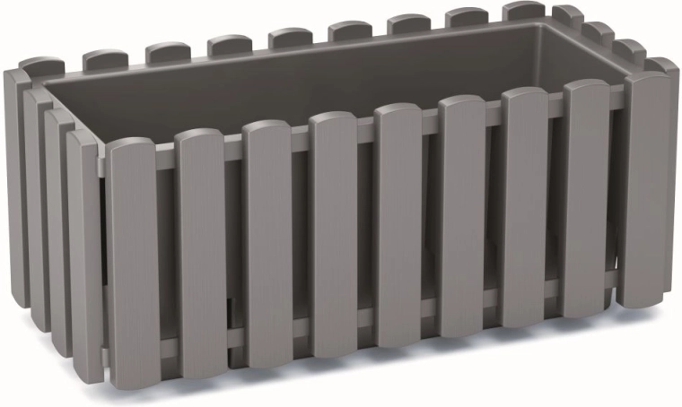 Plastový truhlík s laťkovým designem 38 cm – šedý kámen