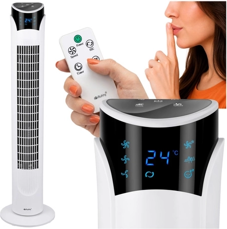 Ruhhy sloupový ventilátor s dálkovým ovládáním a LED, bílý, 83 cm