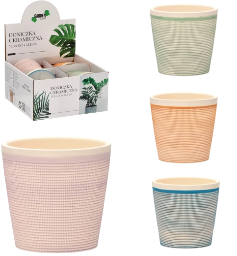 Keramický obal na květináč 13,3 × 13,3 × 12,8 cm – mix vzorů