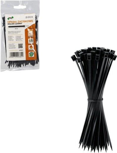 Sada stahovacích pásků 2,5 × 100 mm, černé (100 ks)