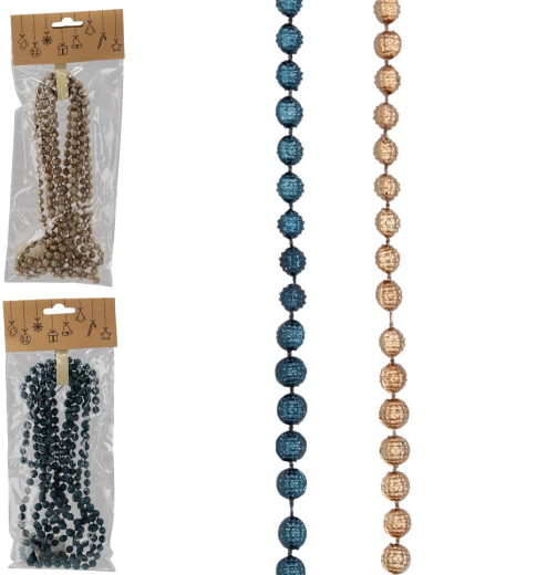 Dekorační korálková girlanda 2,7 m v tmavě modré a zlaté