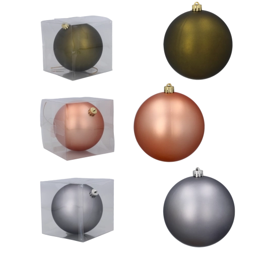 Matná vánoční koule 12 cm – olivová, měděná nebo grafitová