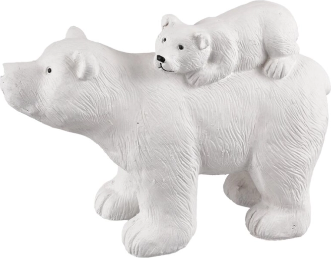 Dekorativní soška ledního medvěda z polystone, bílá 35 cm