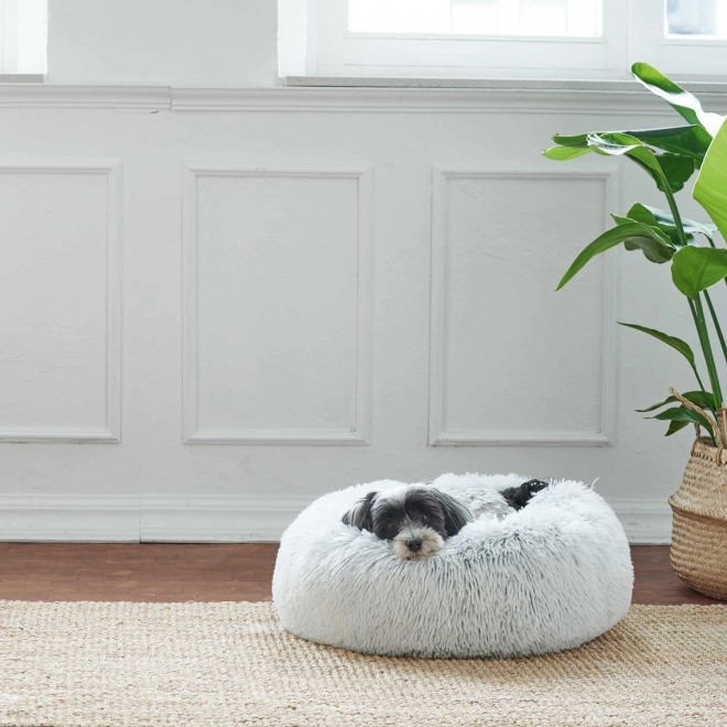 kulaté plyšové pelíšek pro psy a kočky 50 cm – šedý