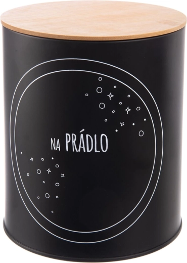 Dóza na prádlo plechová s bambusem černá 3,3 l