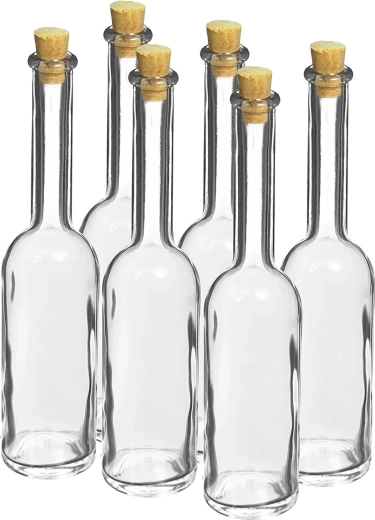 Skleněná láhev 100 ml s korkovou zátkou, sada 6 ks
