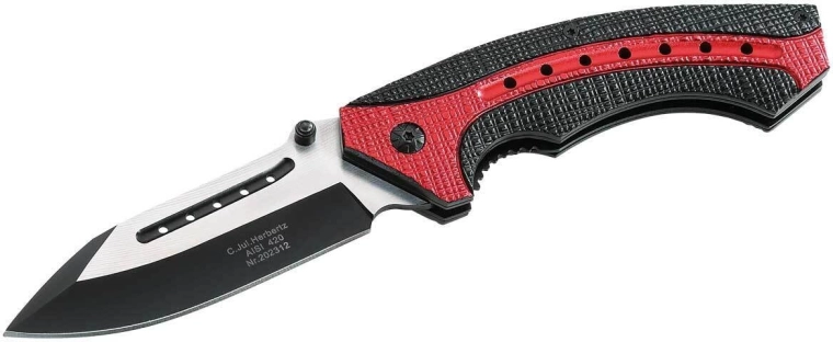 Zavírací nůž Herbertz s černo‑červenou rukojetí a čepelí AISI 420