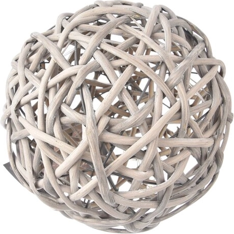 Ratanová světelná dekorativní koule LED 15 cm, šedá