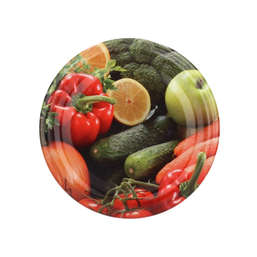 Kovová zavařovací víčka Twist-off 82 mm se zeleninovým motivem, 6 záchytů