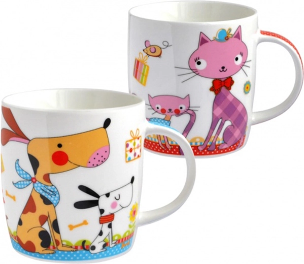 Keramický hrnek s motivem kočky nebo psa 390 ml