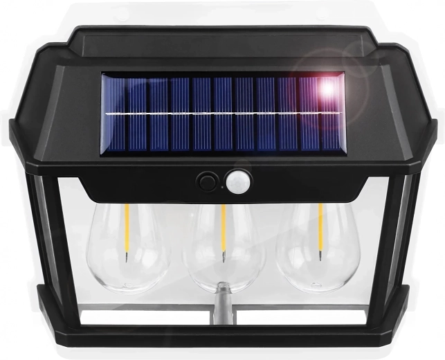 Solární venkovní nástěnné svítidlo s pohybovým čidlem – trojitá LED lucerna