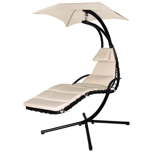 Závěsné zahradní lehátko s baldachýnem, béžové