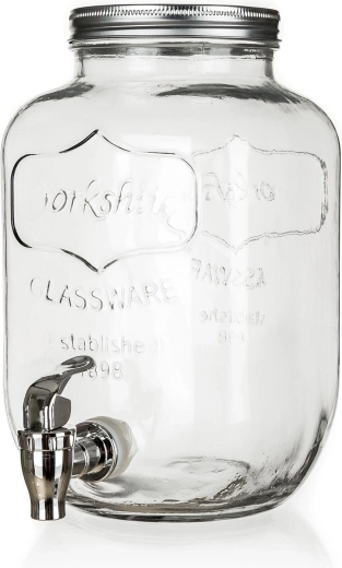 Skleněný zásobník na nápoje 4 l s kohoutkem a kovovým víčkem BRISA