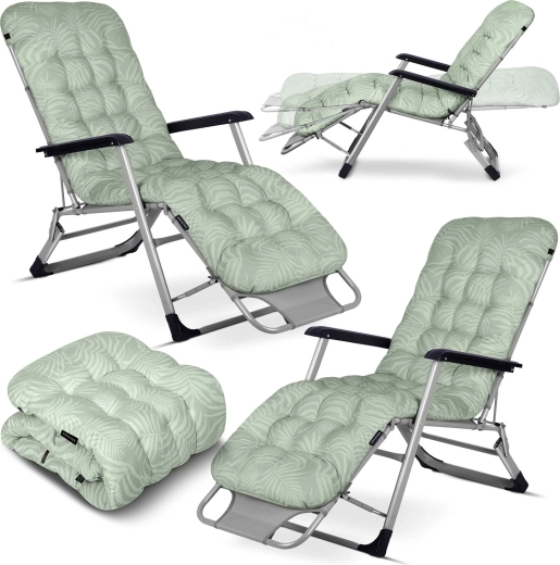 Skládací zahradní lehátko s poduškou SOFOTEL ChillWell, sada 2 ks, světle zelené