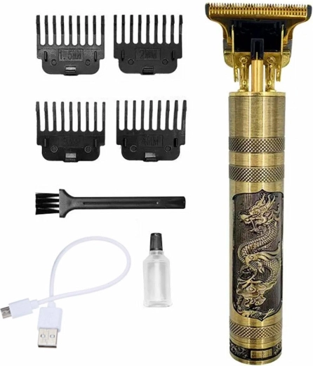 Zlatý zastřihovač vlasů a vousů s akumulátorem