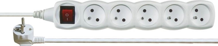 Prodlužovací kabel s vypínačem, 5 zásuvek, 3 m, bílý