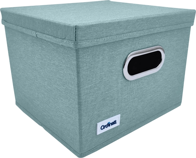 Textilní úložný box s víkem, mátový 28,5 × 25,5 × 20,5 cm