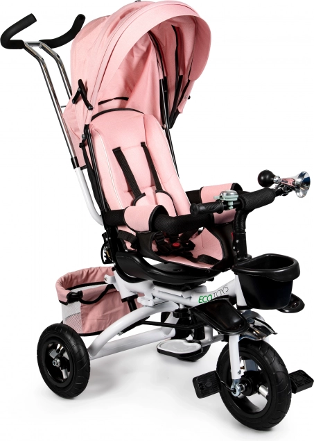 Dětská tříkolka Ecotoys deluxe s otočným sedátkem 360° a stříškou růžová