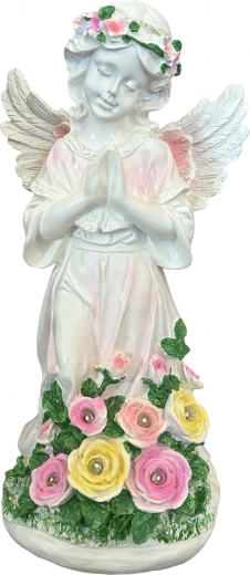 solární zahradní anděl s LED osvětlením – dekorativní soška a svícen