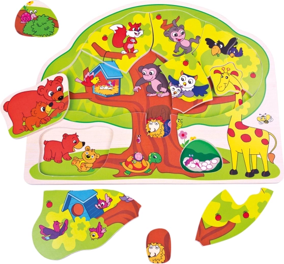 Bino dřevěné puzzle veselá zvířátka