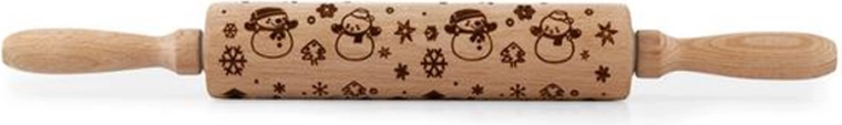 Dřevěný embosovaný váleček TORO sněhulák 19 cm