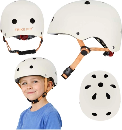 Dětská cyklistická helma Trike Fix s LED, velikost S 48–54 cm – Béžová