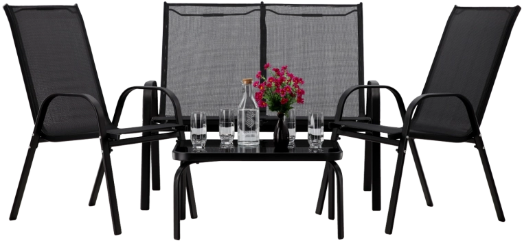 Zahradní set se stolkem, 4dílný, černý