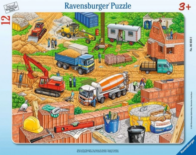 Puzzle 12 dílků v rámečku – co sem patří, staveniště od RAVENSBURGER