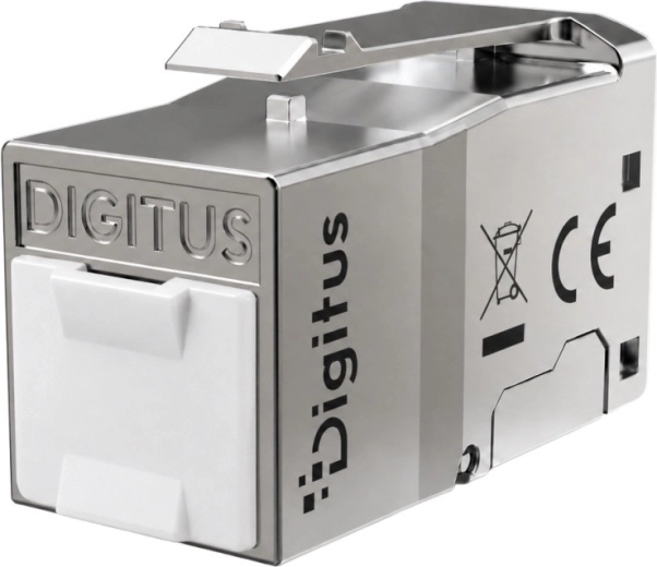 Stíněný beznástrojový keystone modul RJ45 Cat 6 DIGITUS se záslepkou proti prachu
