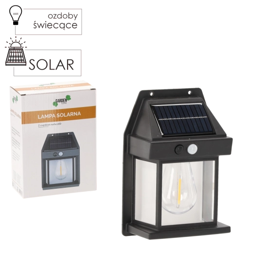 Solární nástěnné LED svítidlo s pohybovým a soumrakovým senzorem