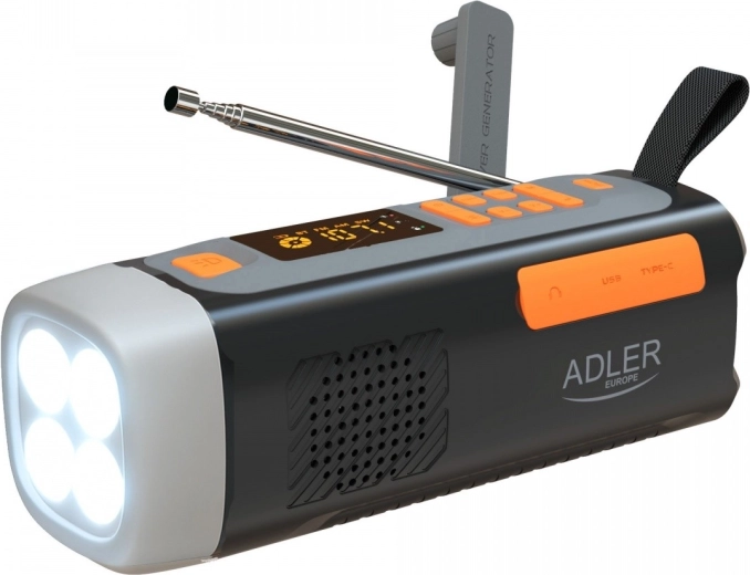 Nouzové rádio s panelem a dynamem ADLER AD 1920, Bluetooth a powerbankou 4500 mAh