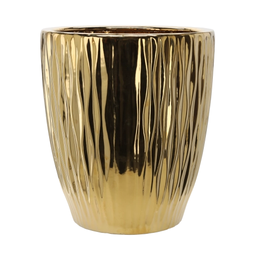 Keramický obal na květináč 45 × 45 × 51,5 cm zlatý lesk