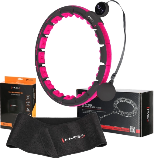 Sada fitness hula hoop HMS HHM16 s magnetickou masáží a počítadlem + zeštíhlující pás HMS BR163